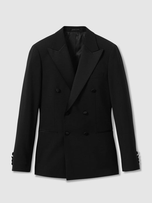 Double Breasted Tuxedo Slim Fit Jacket Black | Mens