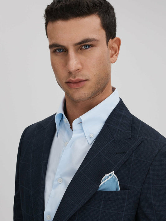 Polka Dot Silk Pocket Square Blue | Mens