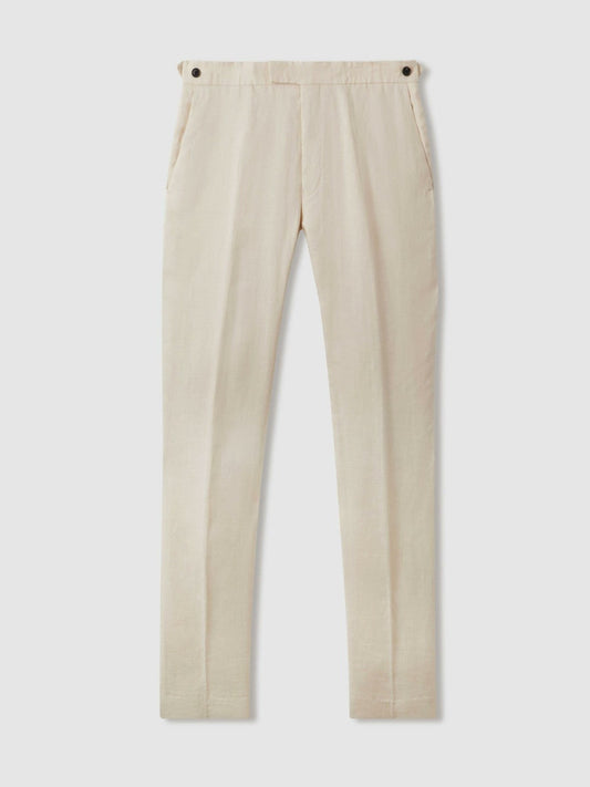 Slim Fit Linen Adjuster Trousers Stone | Mens