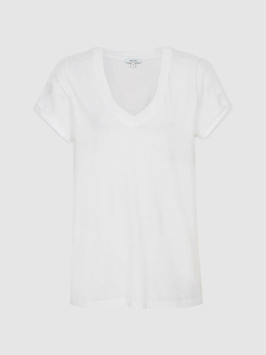 Cotton-Jersey V-Neck T-Shirt White | Womens