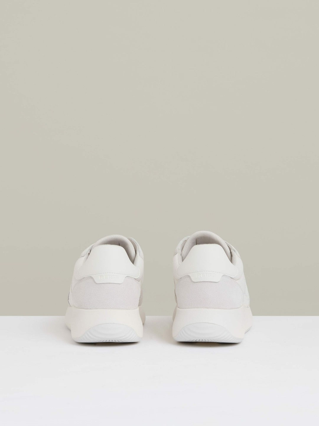 Leather Suede Running Trainers White | Mens