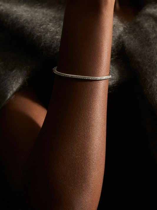Hinged Crystal Cuff Silver | Womens