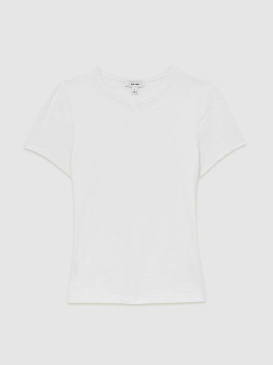 Stretch-Cotton Crew-Neck T-Shirt White | Womens