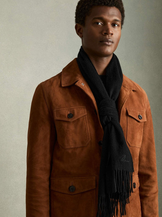 Wool and Cashmere Scarf Black | Mens