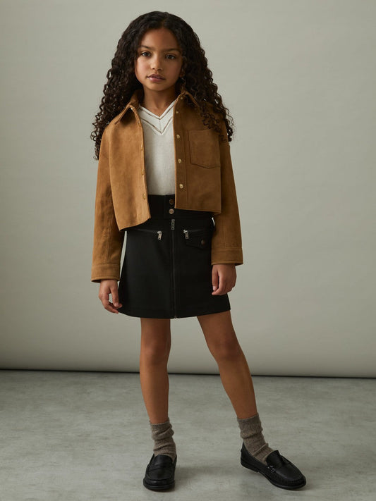 13-14 yrs Piqué Zip-Detail Mini Skirt Black | Children
