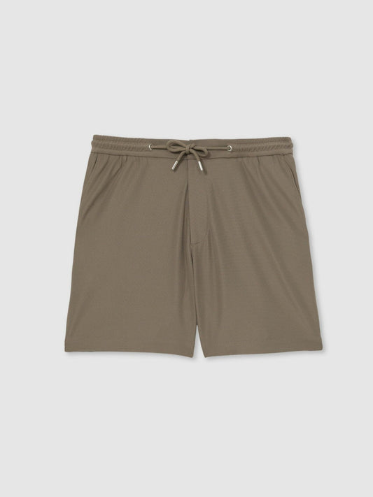 Textured Drawstring Shorts Mocha Brown | Mens