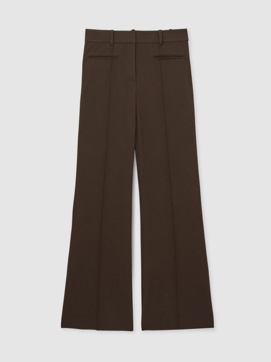 High Rise Flared Trousers Chocolate Brown | Womens