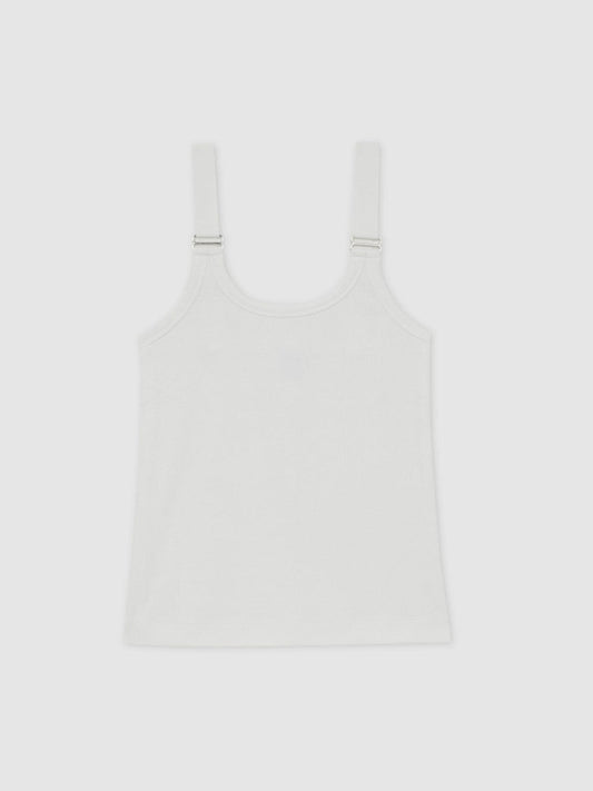 Stretch-Cotton D-Ring Strap Vest White | Womens