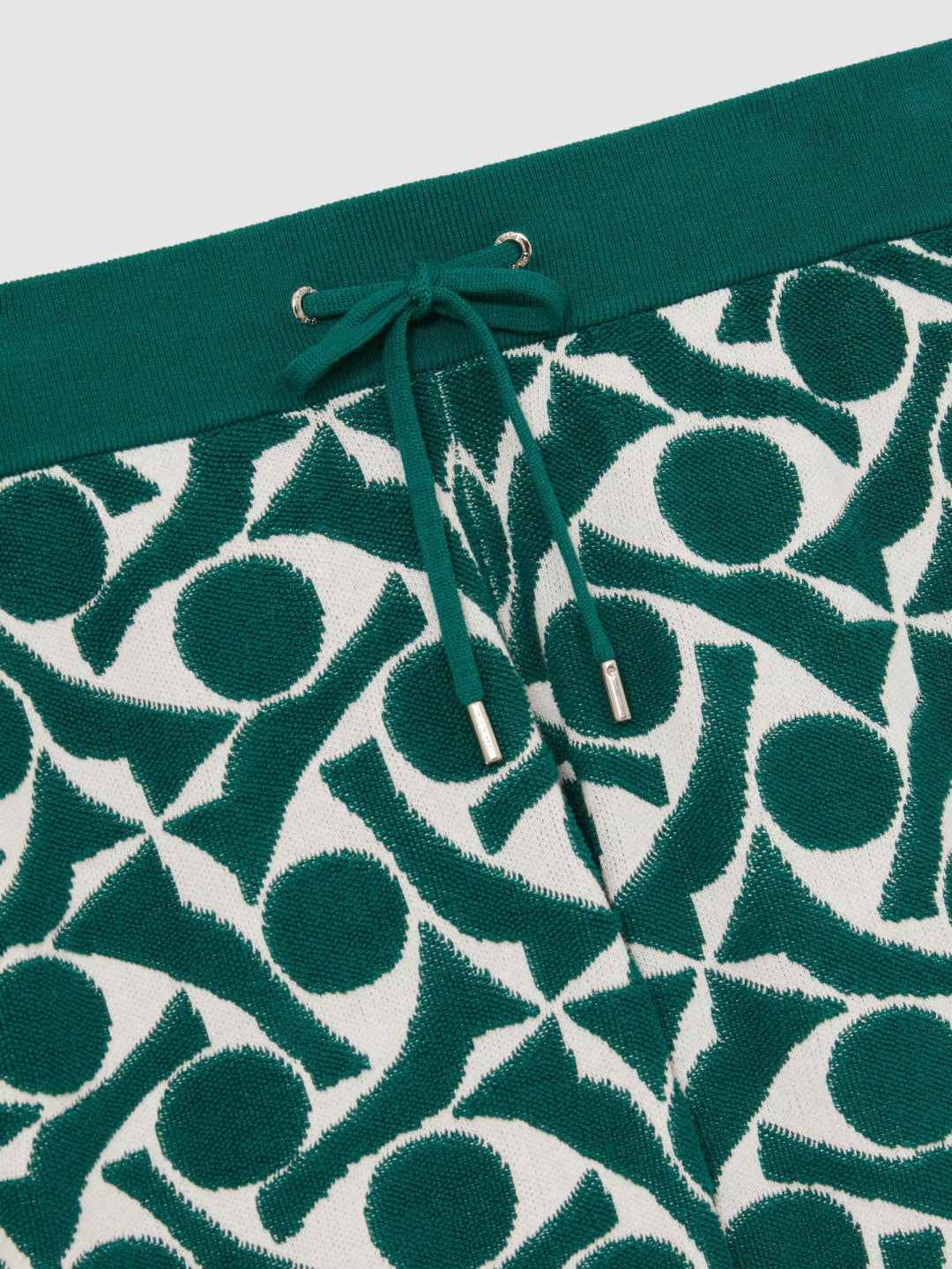 Abstract-Pattern Towelling Shorts Green/White | Mens