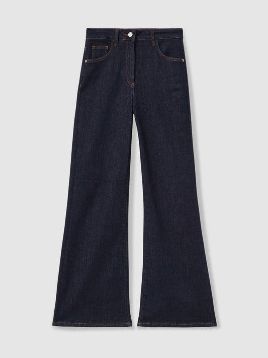 Petite Mid-Rise Flared Jeans Dark Blue | Womens