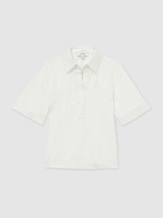 Open-Collar Polo Shirt Cream | Womens