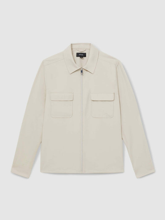 Technical Zip-Through Overshirt Stone | Mens