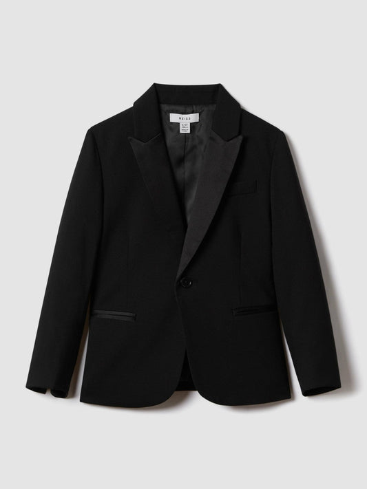 Wool-Blend Double-Breasted Tuxedo Jacket Black | Children