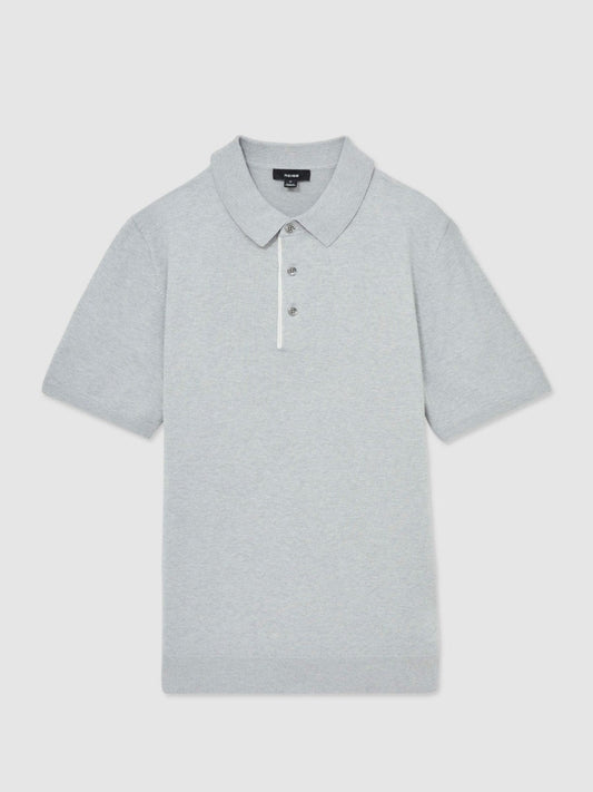 Contrast-Placket Polo Shirt With Cotton Washed Sage Green | Mens
