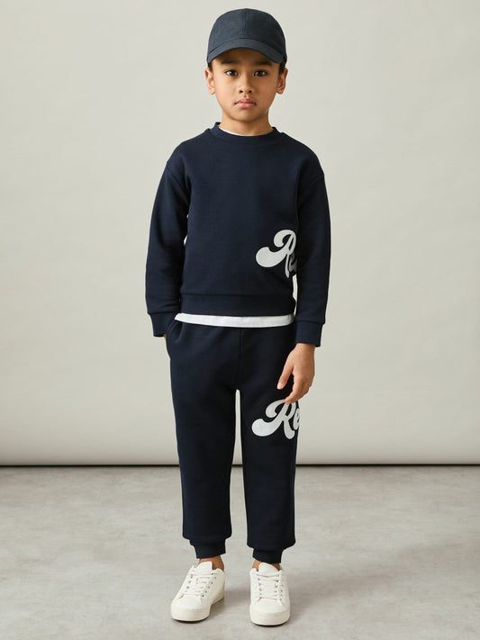 13-14 yrs Cotton-Blend Logo Script Joggers Navy | Children