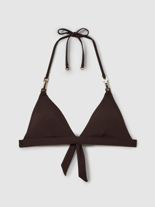 Triangle Halter Neck Bikini Top Chocolate | Womens