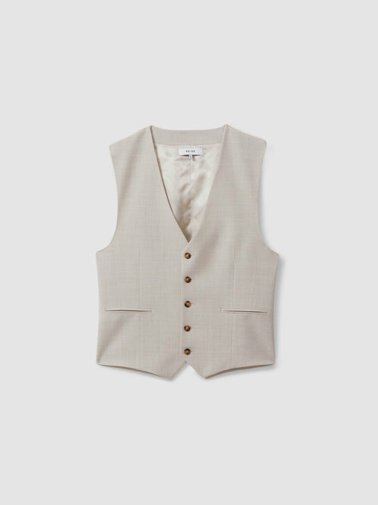 Slim Fit Single Breasted Waistcoat Stone | Mens