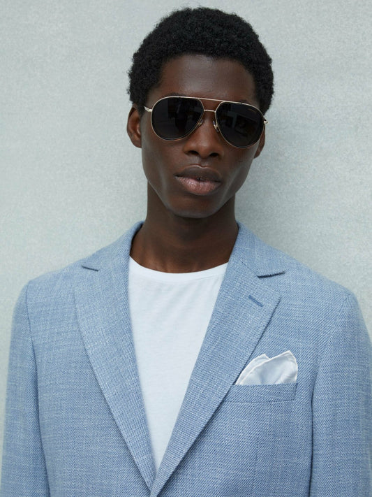 Polka Dot Silk Pocket Square Light Blue | Mens