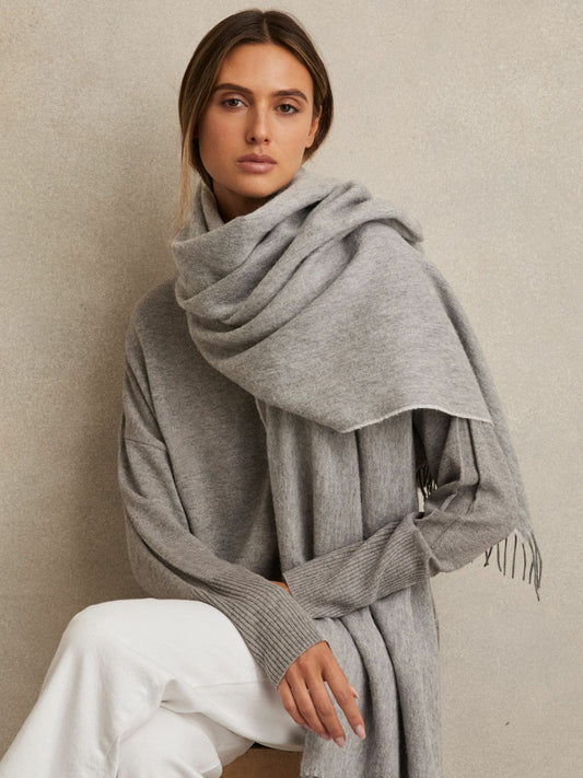 Wool-Cashmere Scarf Soft Grey | Womens