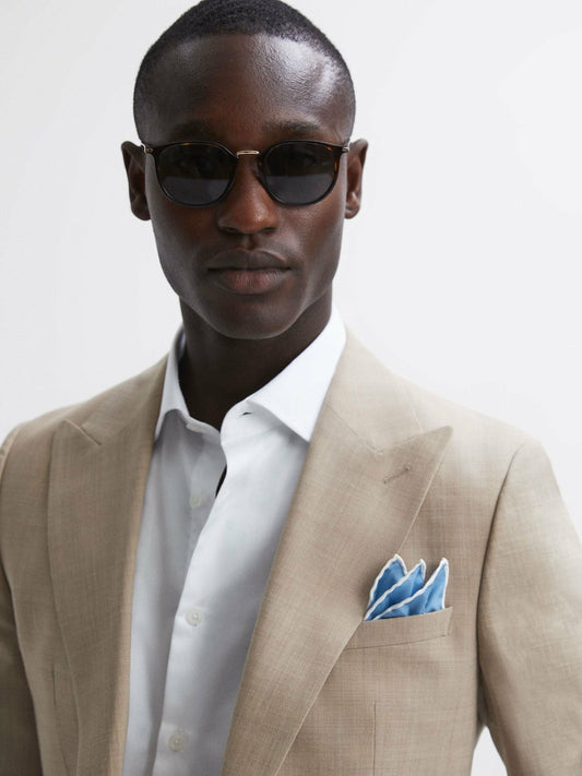 Plain Silk Pocket Square Soft Blue | Mens