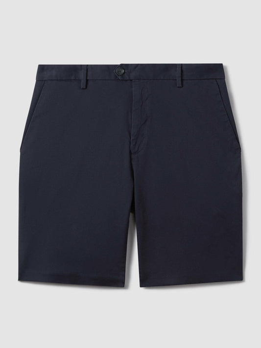 Cotton Chino Shorts with Stretch Navy | Mens