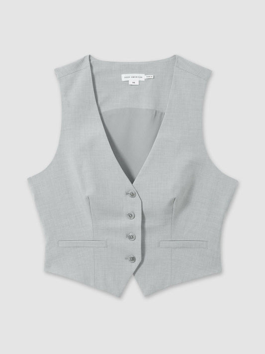 Good American Sharkskin Suit Waistcoat Heather Grey | Womens
