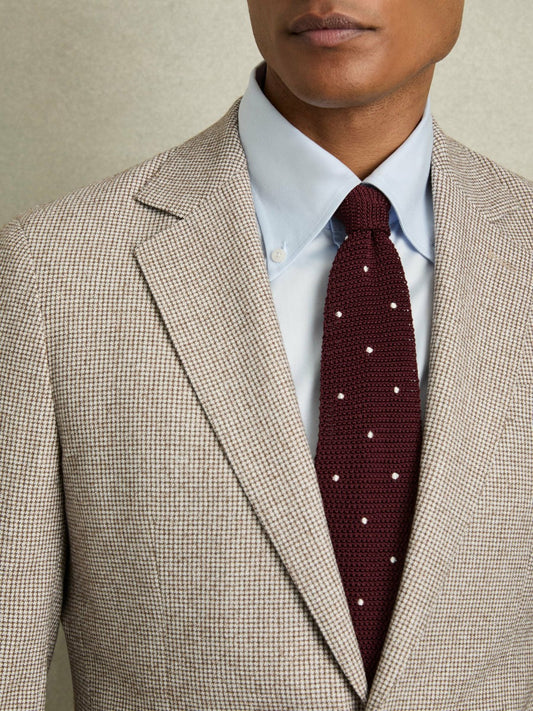 Silk Knitted Pin-Dot Tie Burgundy | Mens