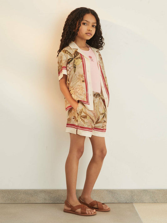 13-14 yrs | NYBG Satin Floral-Print Shorts Khaki | Children