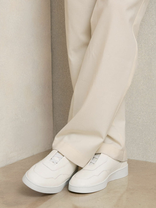Leather Elasticated-Lace Trainers White | Mens