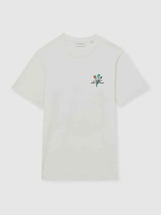 Les Deux 100% Cotton Café Print T-Shirt Ivory Print | Mens