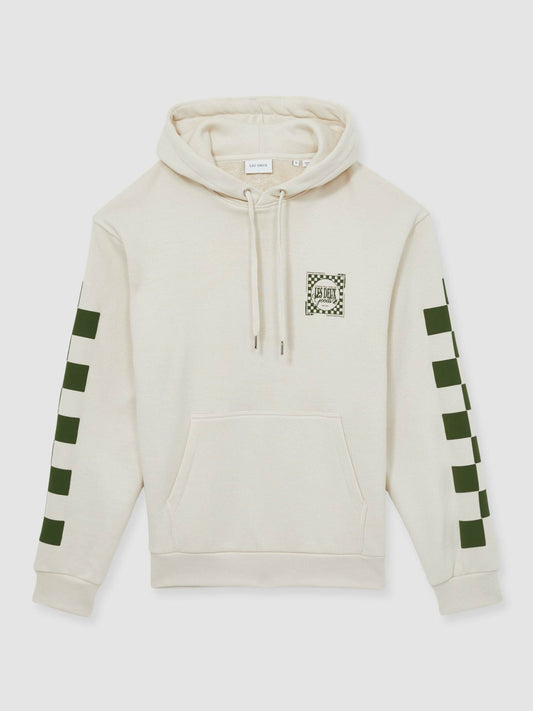 Les Deux 100% Cotton Goods Print Hoodie Ivory/Green | Mens