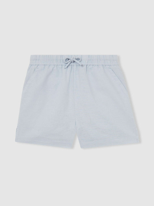 4-9 yrs Cotton-Linen Drawstring Shorts Soft Blue | Children