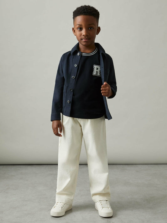 13-14 yrs Cotton Letter Patch T-Shirt Navy | Children