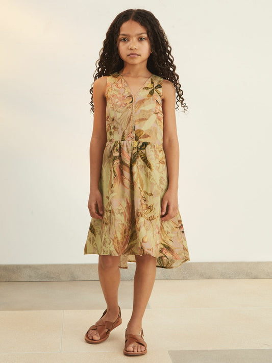 13-14 yrs | NYBG Floral-Print Midi Dress Khaki | Children