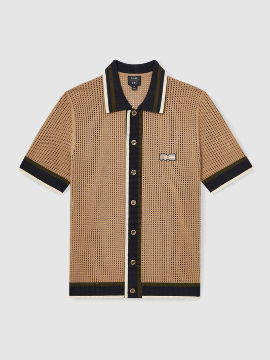 | Ché Crochet Tipped Shirt Camel | Mens
