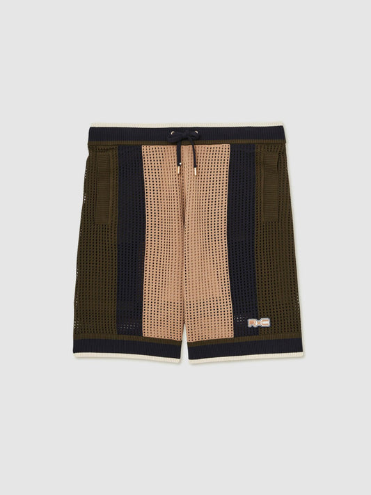 | Ché Crochet Colour-Block Shorts Camel/Green | Mens
