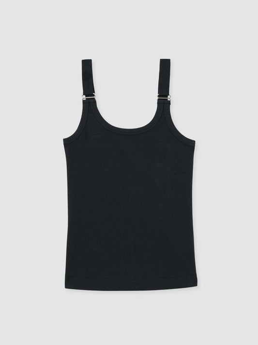 Stretch-Cotton D-Ring Strap Vest Navy | Womens