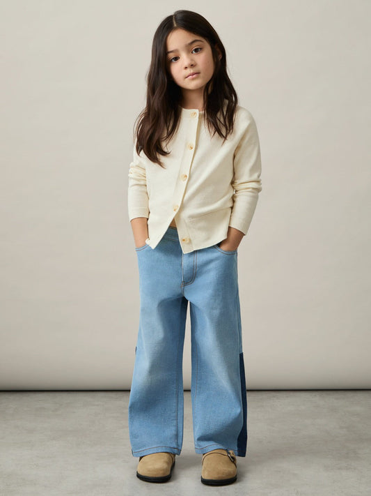13-14 yrs Cotton Crew-Neck Cardigan Ivory | Children