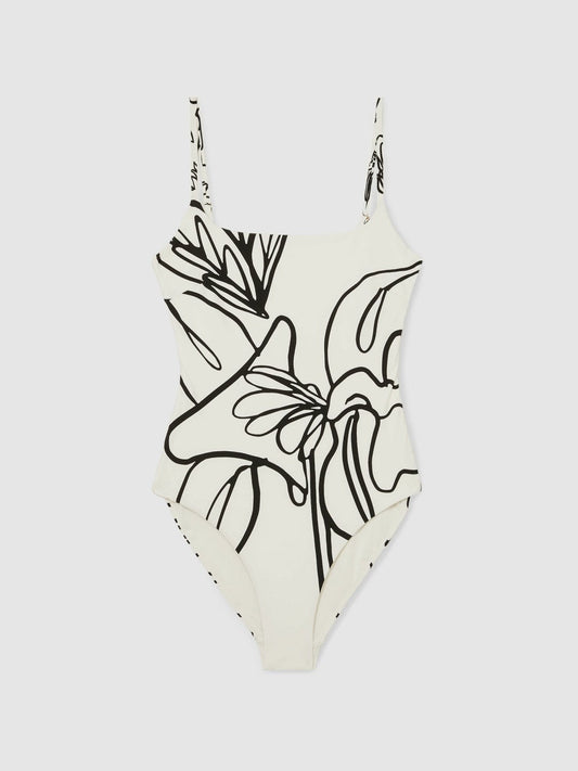 | NYBG Floral Graffiti Swimsuit Ivory | Womens