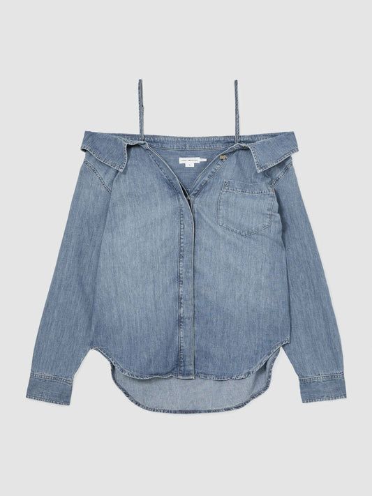 100% Cotton Shirt Indigo Blue | Womens
