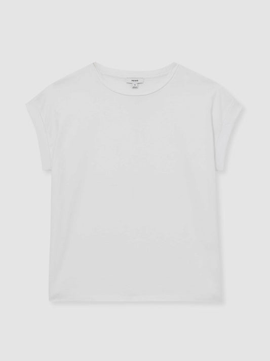 Brushed-Cotton Crew-Neck T-Shirt White | Womens