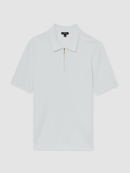 Textured Half-Zip Polo Shirt White | Mens