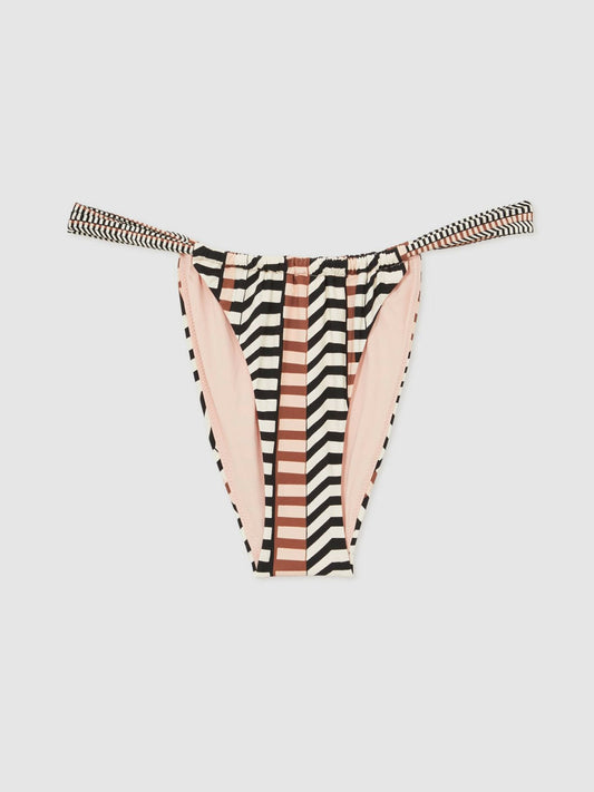 Chevron Stripe Bikini Bottoms Black/Brown | Womens