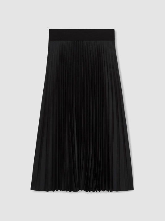 Pleated Midi Skirt Black | Womens
