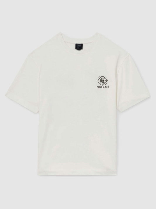 | Ché Cotton Palm-Tree T-Shirt White | Mens