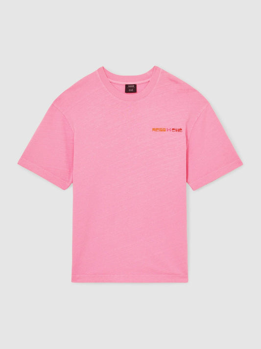 | Ché Cotton-Linen Sunset T-Shirt Pink | Mens