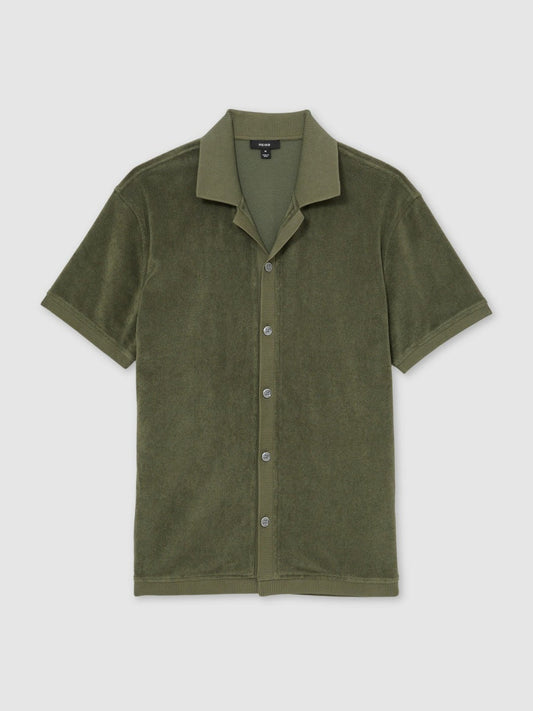 Cotton Blend Towelling Shirt Green | Mens