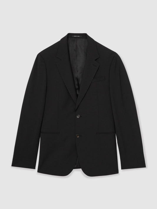 Wool-Blend Single-Breasted Suit Blazer Slim-Fit Black | Mens