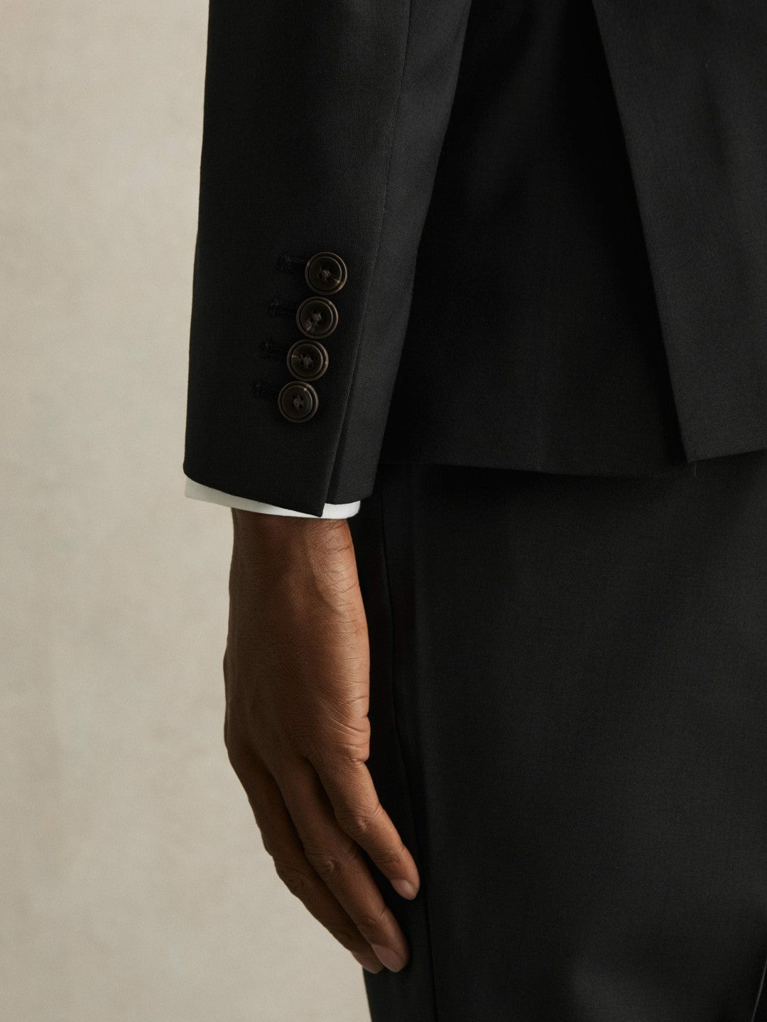 Wool-Blend Single-Breasted Suit Blazer Slim-Fit Black | Mens