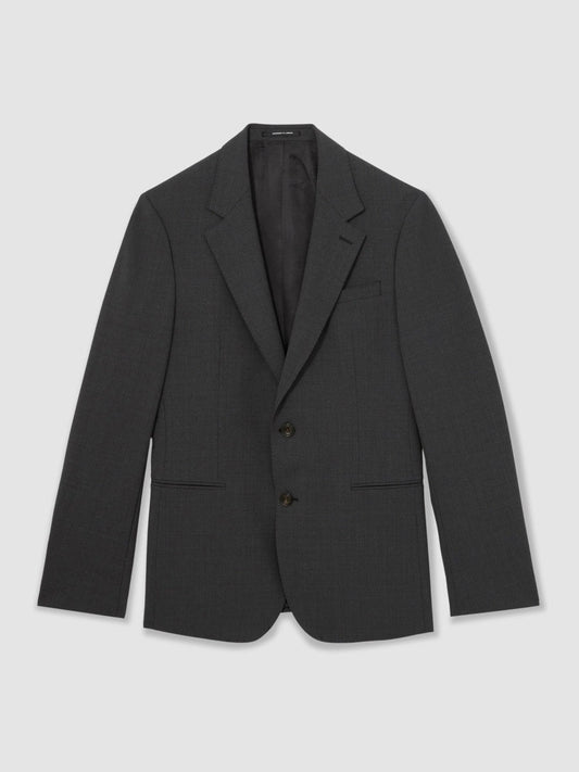 Wool-Blend Single-Breasted Suit Blazer Slim-Fit Grey | Mens